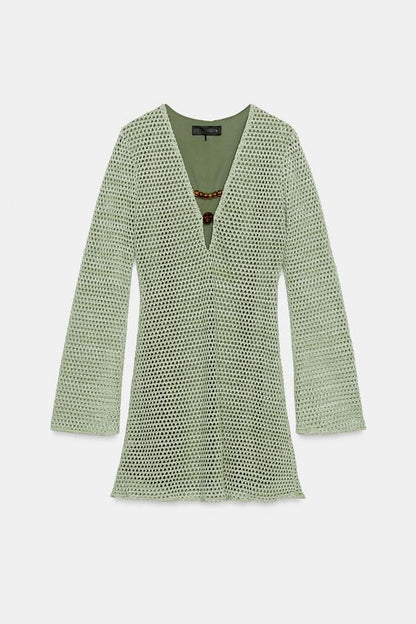 Robe mini au crochet à détail métallique