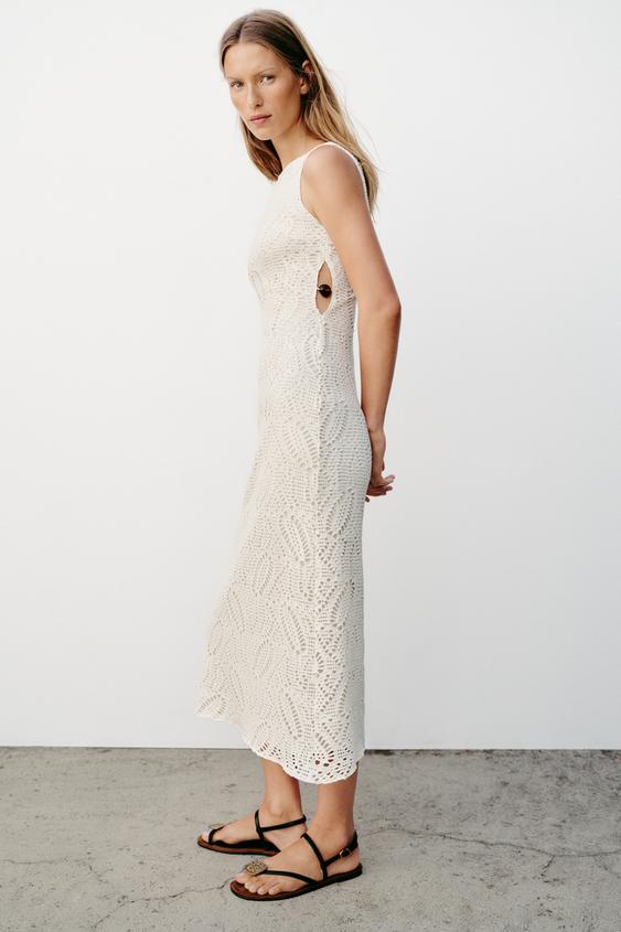 Robe midi au crochet à détail métallique