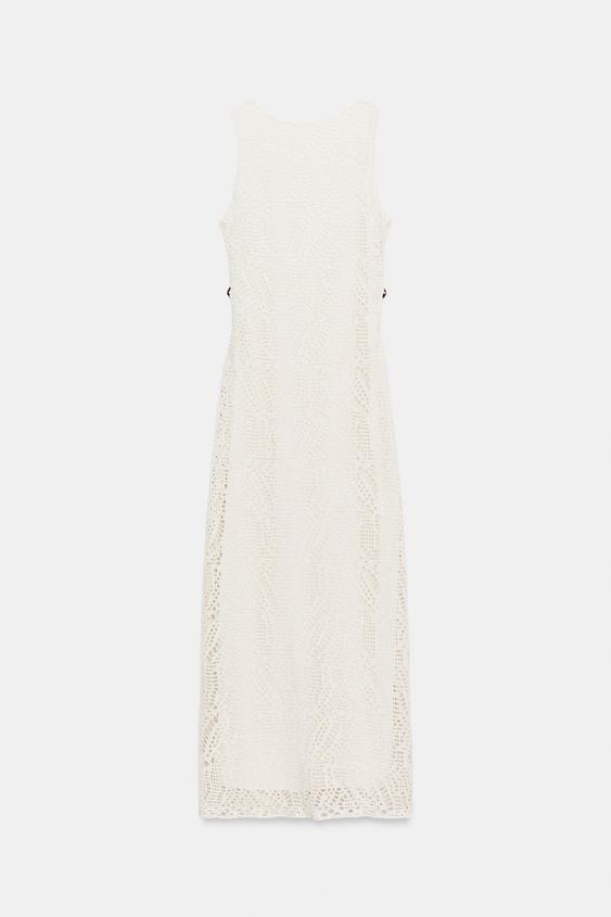 Robe midi au crochet à détail métallique
