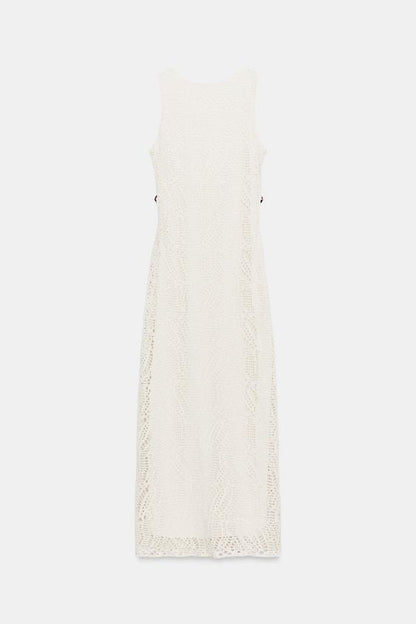 Robe midi au crochet à détail métallique