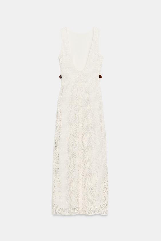 Robe midi au crochet à détail métallique