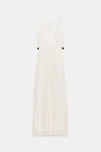 Robe midi au crochet à détail métallique