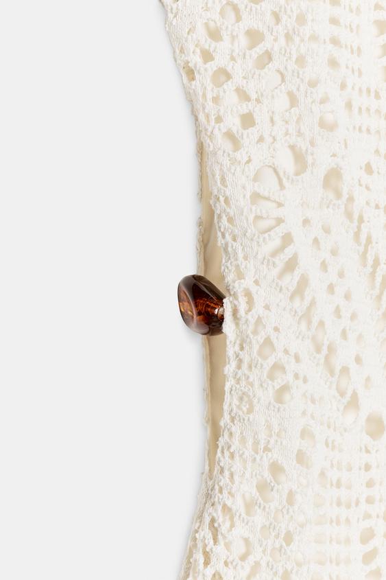 Robe midi au crochet à détail métallique