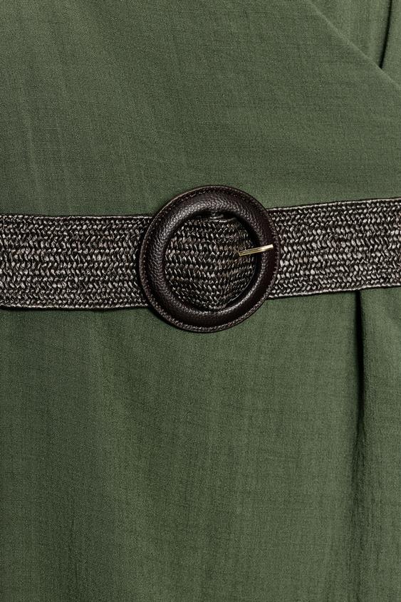 Robe midi en lin avec ceinture