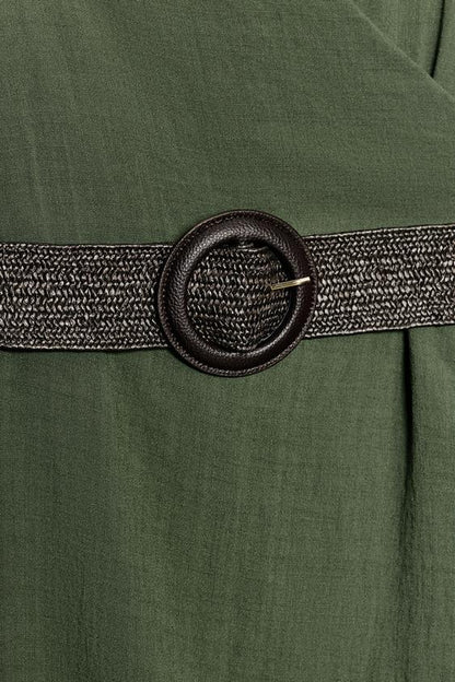 Robe midi en lin avec ceinture