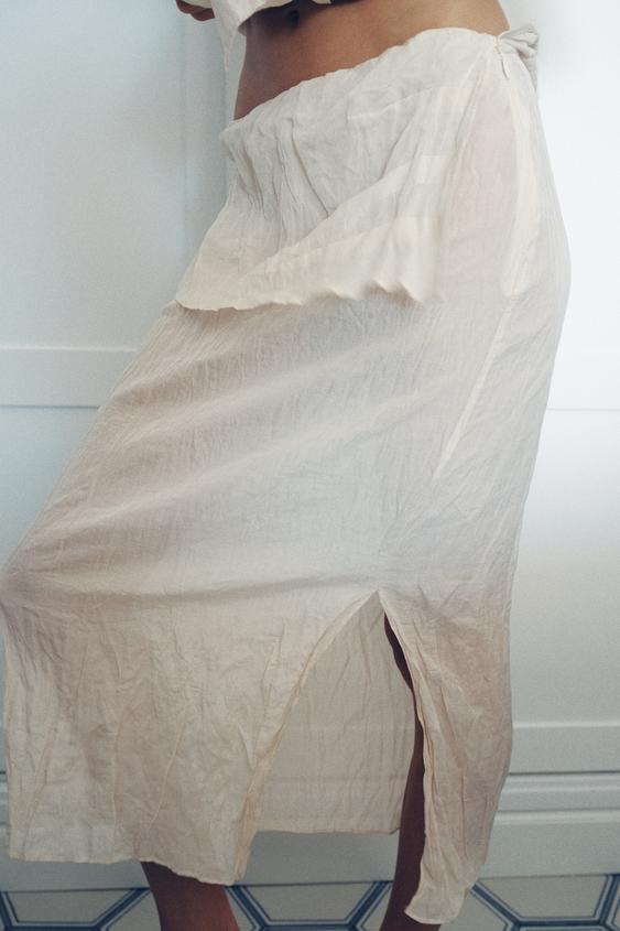 Jupe midi effet froissé