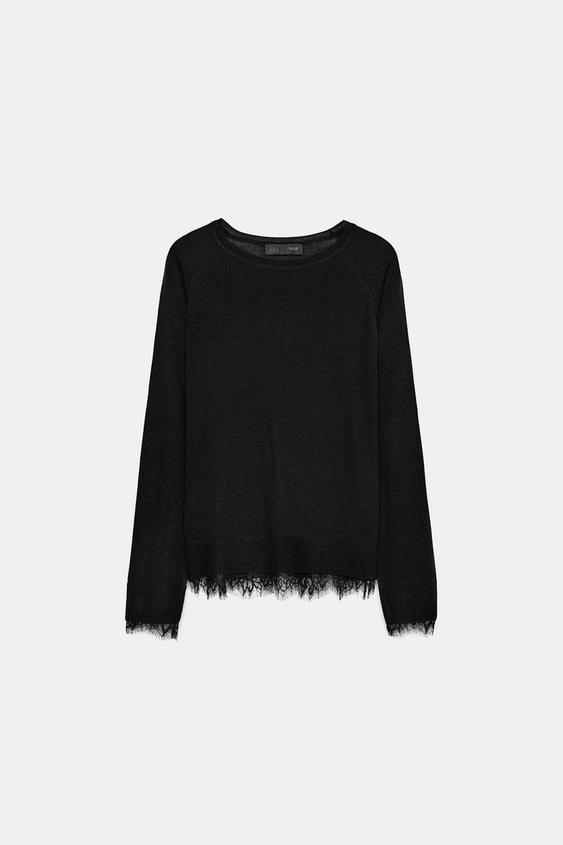 Pull en maille à détails en dentelle