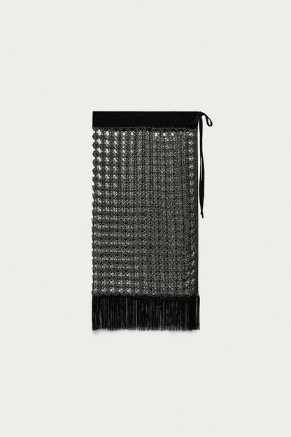 Paréo ajourés à perles à franges Marisa Berenson x Zara