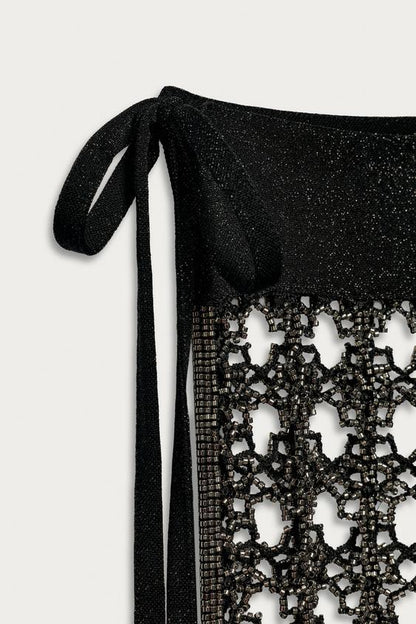 Paréo ajourés à perles à franges Marisa Berenson x Zara