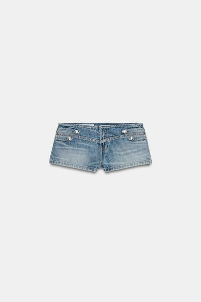 Short mini en denim TRF taille basse