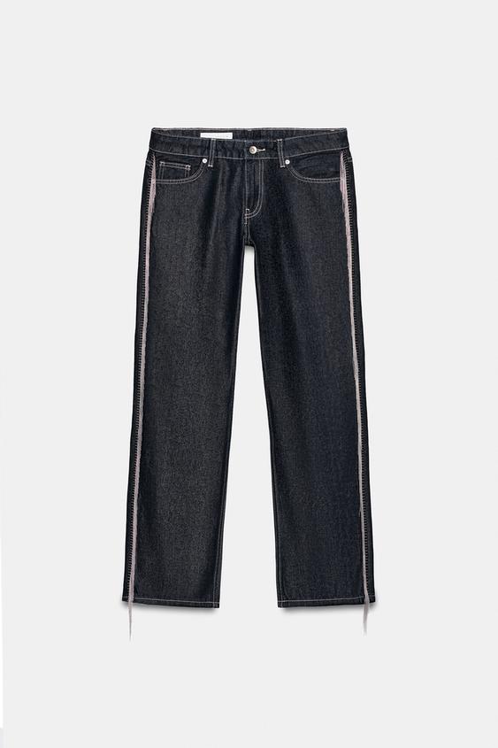 Jean TRF coupe droite taille basse à franges