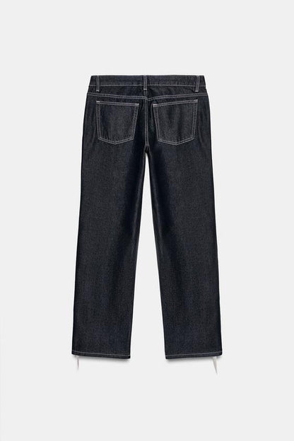 Jean TRF coupe droite taille basse à franges