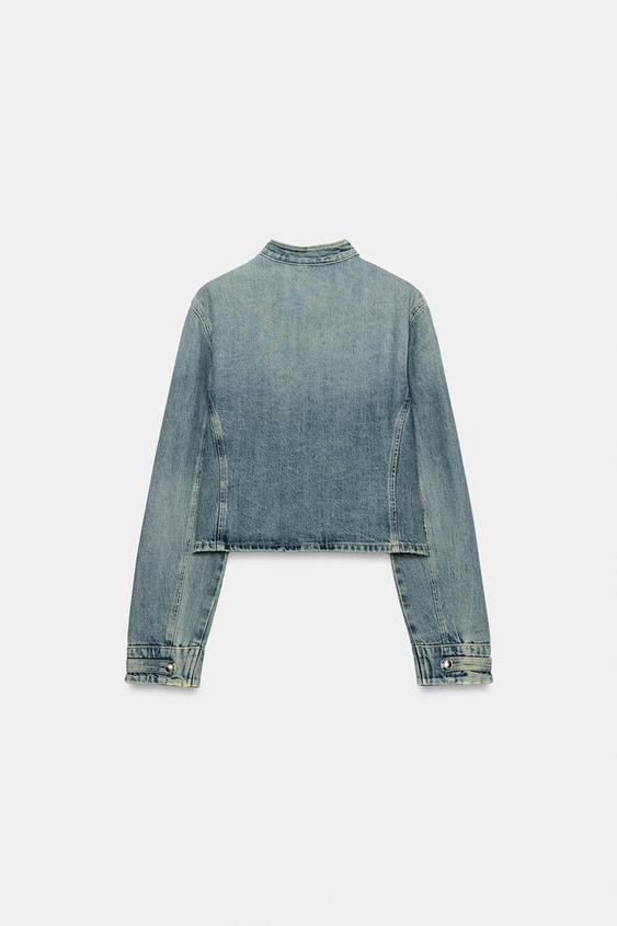 Veste en denim TRF cintrée à boutons