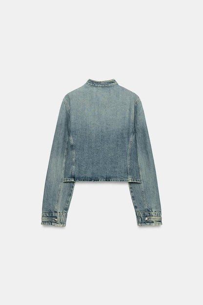 Veste en denim TRF cintrée à boutons