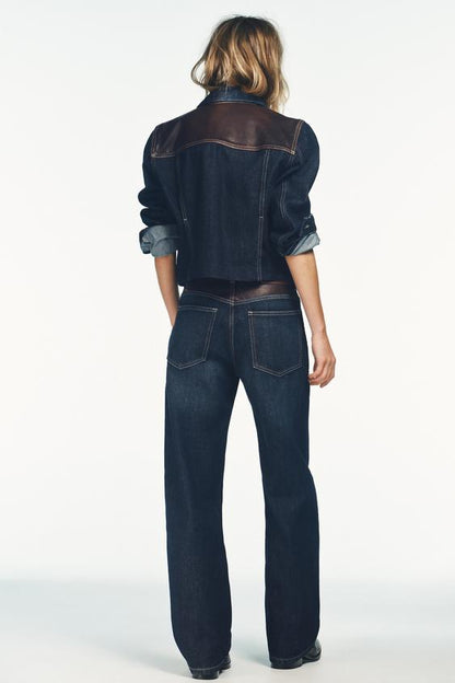 Blouson en cuir effet denim