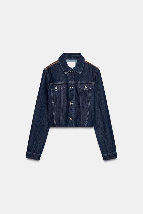 Blouson en cuir effet denim
