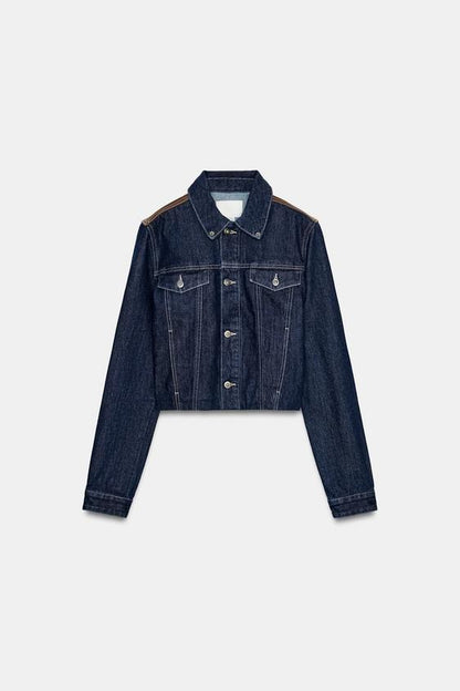 Blouson en cuir effet denim