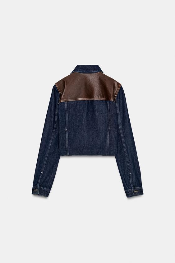 Blouson en cuir effet denim