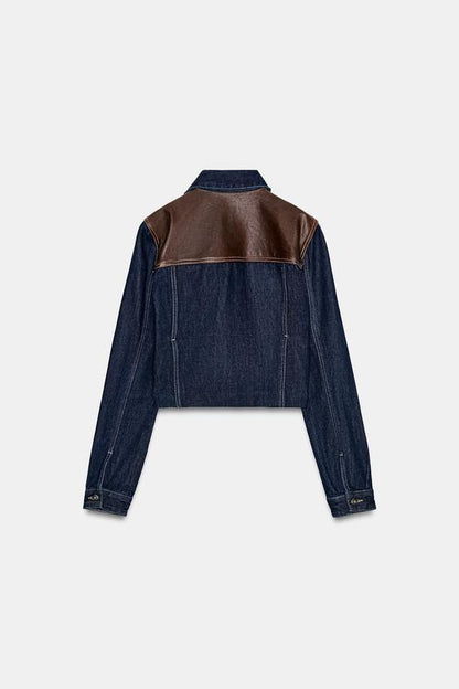Blouson en cuir effet denim