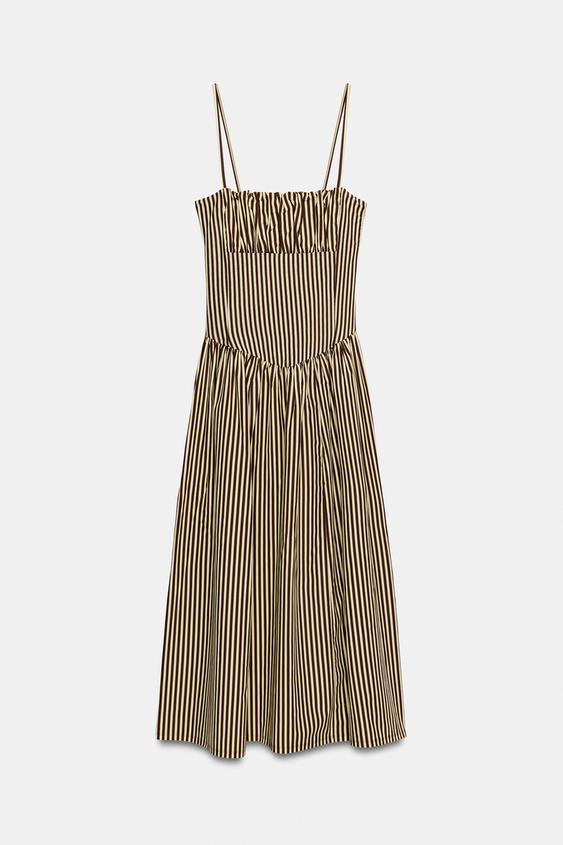 Robe à rayures contrastée en popeline