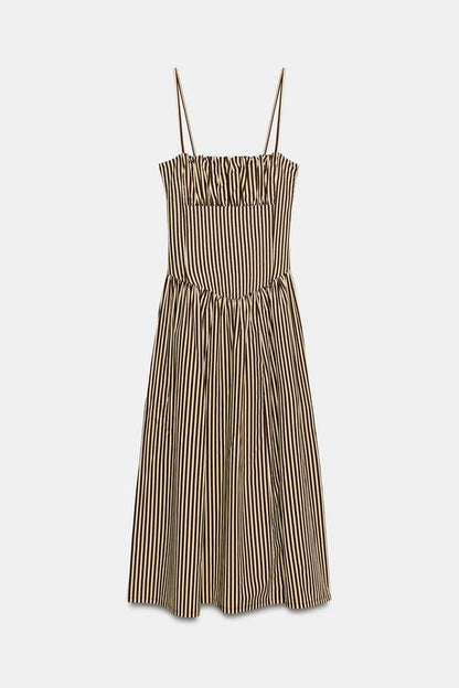Robe à rayures contrastée en popeline