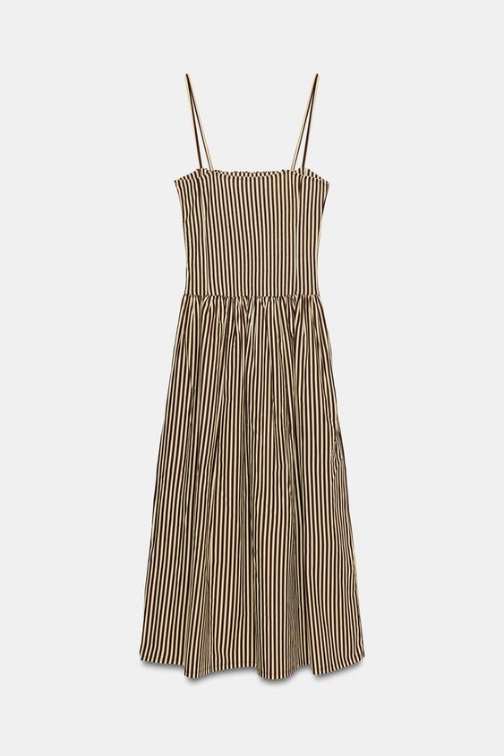 Robe à rayures contrastée en popeline