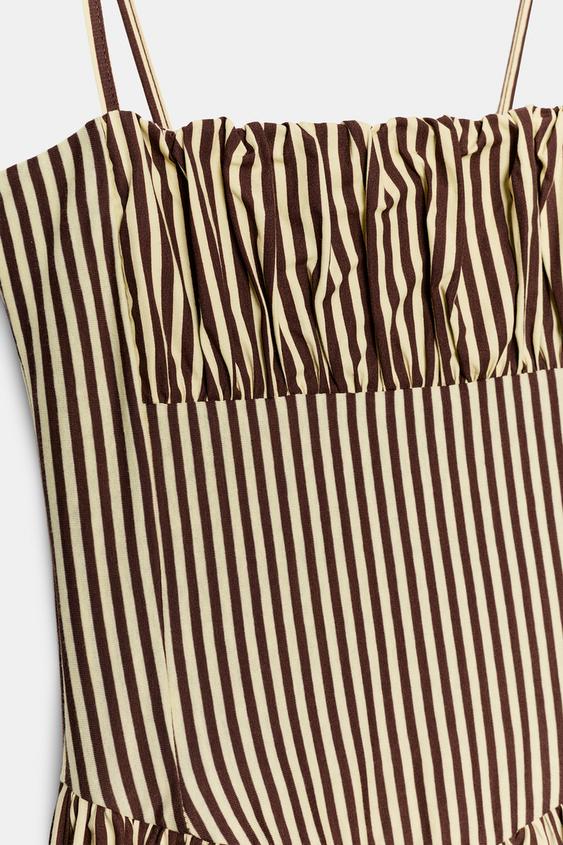 Robe à rayures contrastée en popeline