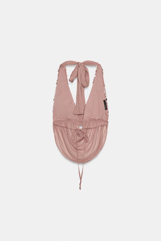 Top dos-nu à sequins