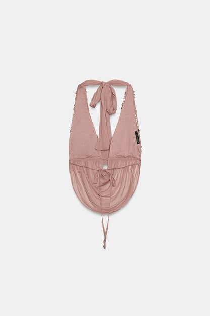 Top dos-nu à sequins