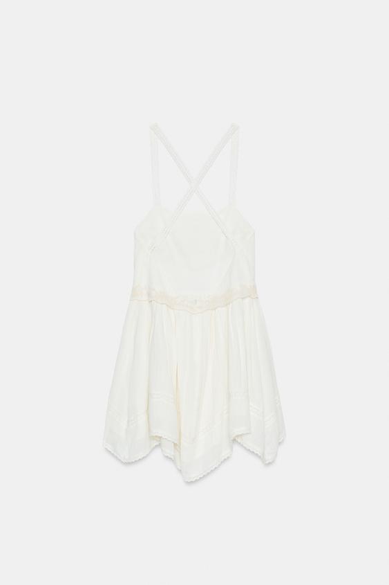 Robe mini en mousseline brodée