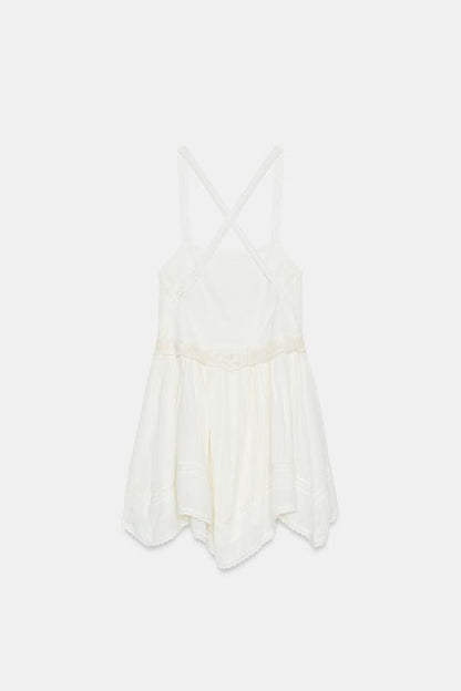 Robe mini en mousseline brodée