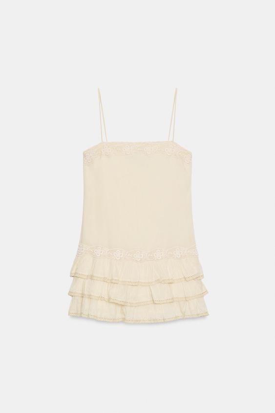 Robe mini à volants brodée