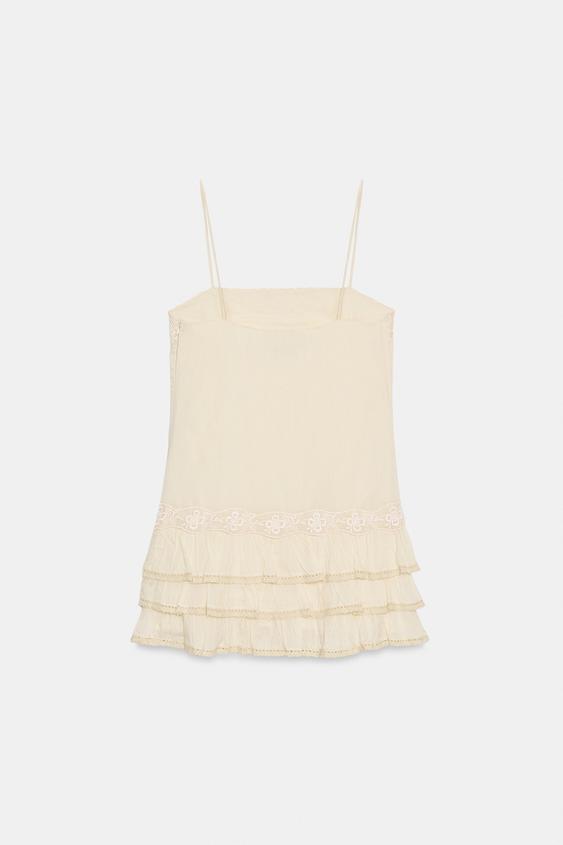 Robe mini à volants brodée