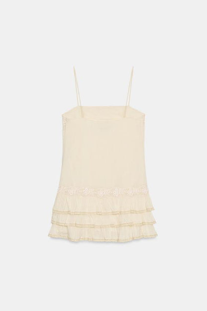 Robe mini à volants brodée