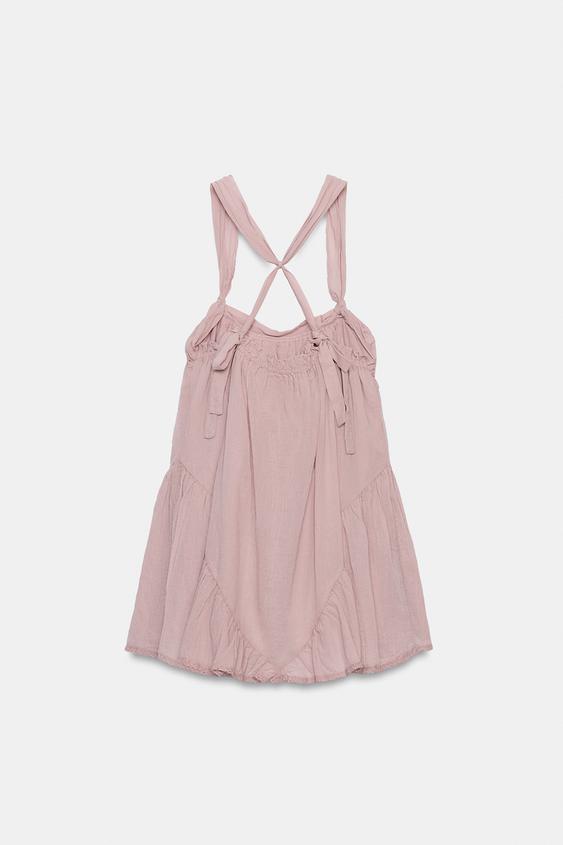 Robe mini en mousseline à bretelles