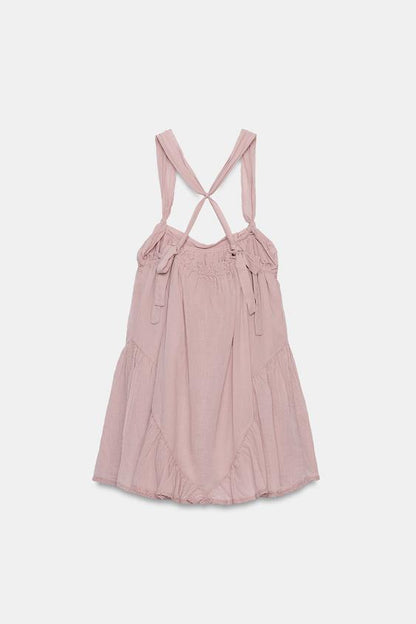 Robe mini en mousseline à bretelles