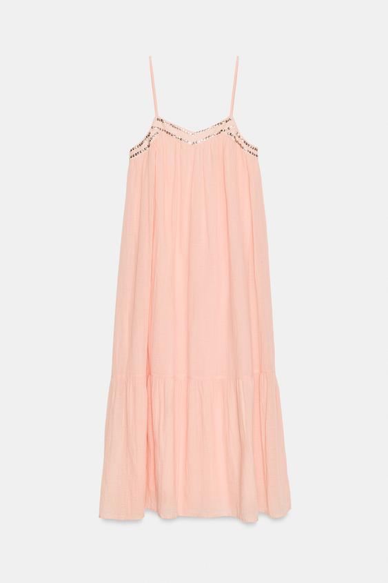 Robe midi en mousseline à clous