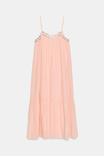 Robe midi en mousseline à clous
