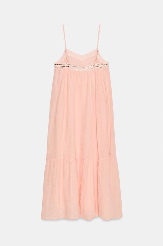 Robe midi en mousseline à clous