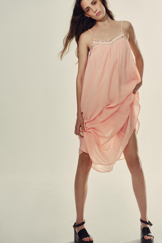Robe midi en mousseline à clous