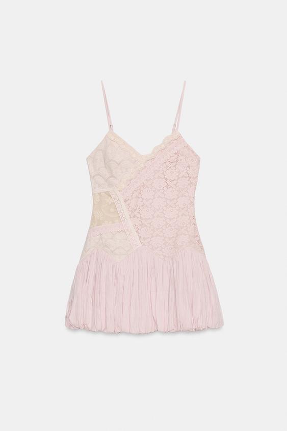 Robe mini en dentelle ballon