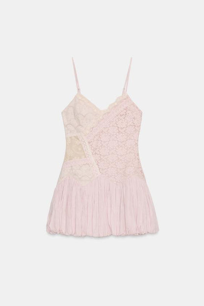 Robe mini en dentelle ballon
