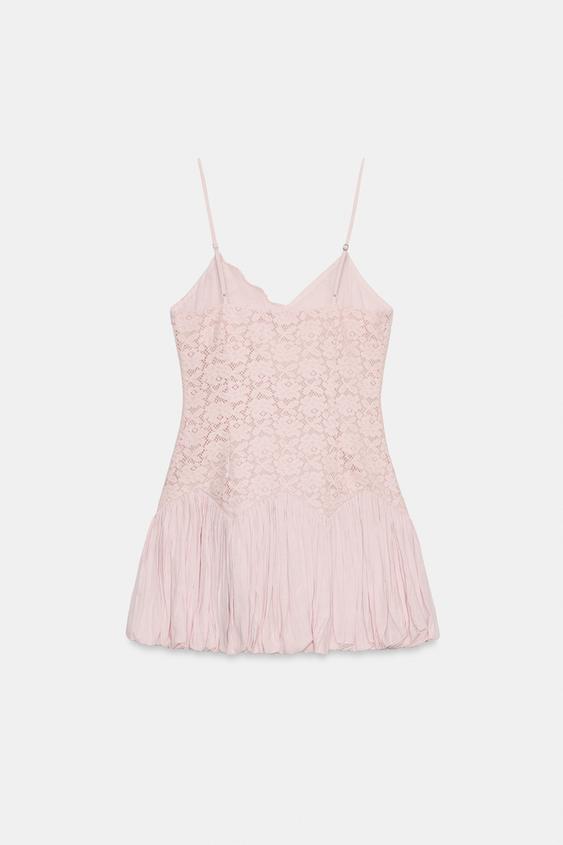 Robe mini en dentelle ballon