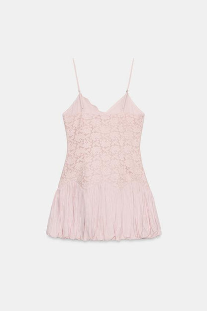 Robe mini en dentelle ballon