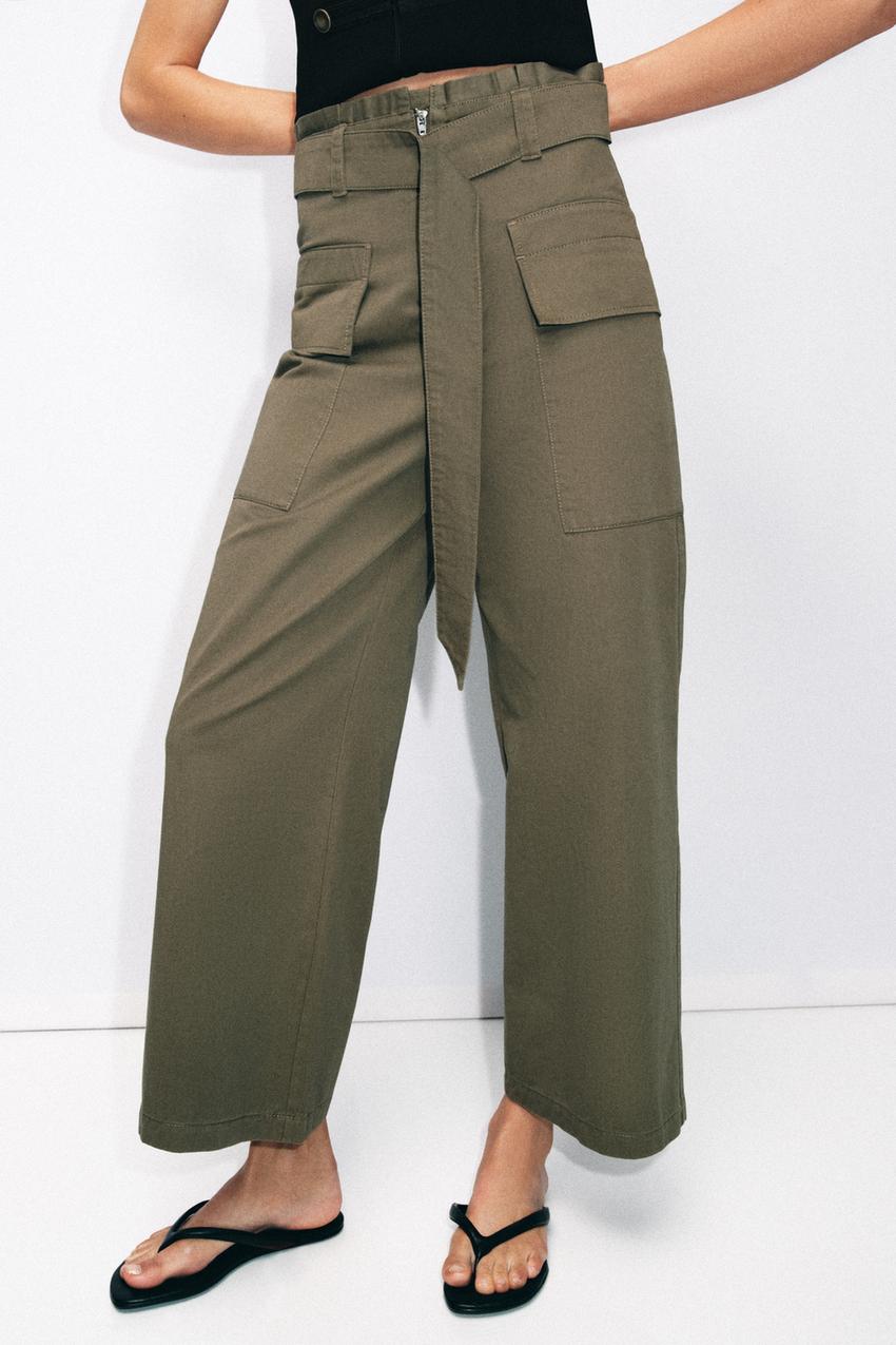 Pantalon paperbag cargo avec ceinture
