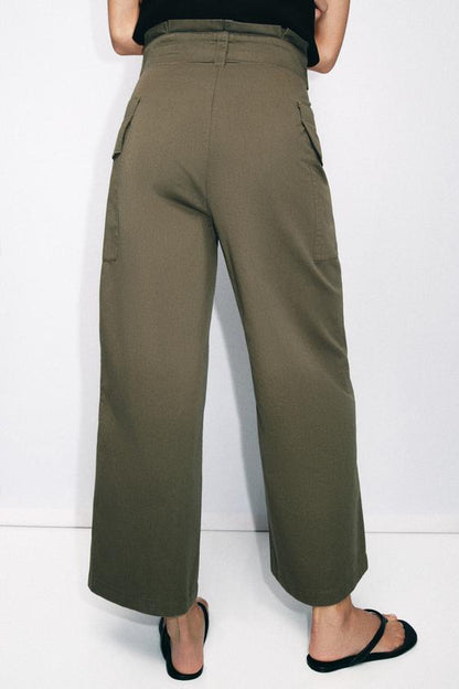 Pantalon paperbag cargo avec ceinture