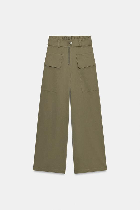 Pantalon paperbag cargo avec ceinture
