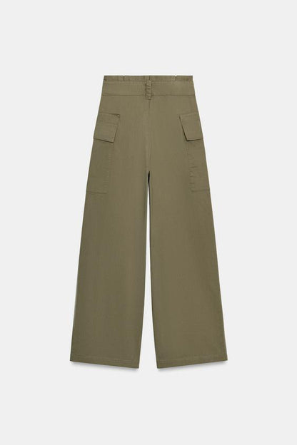 Pantalon paperbag cargo avec ceinture