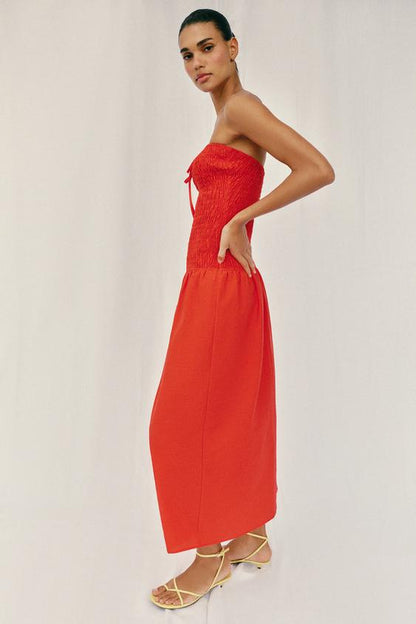 Robe midi smockée