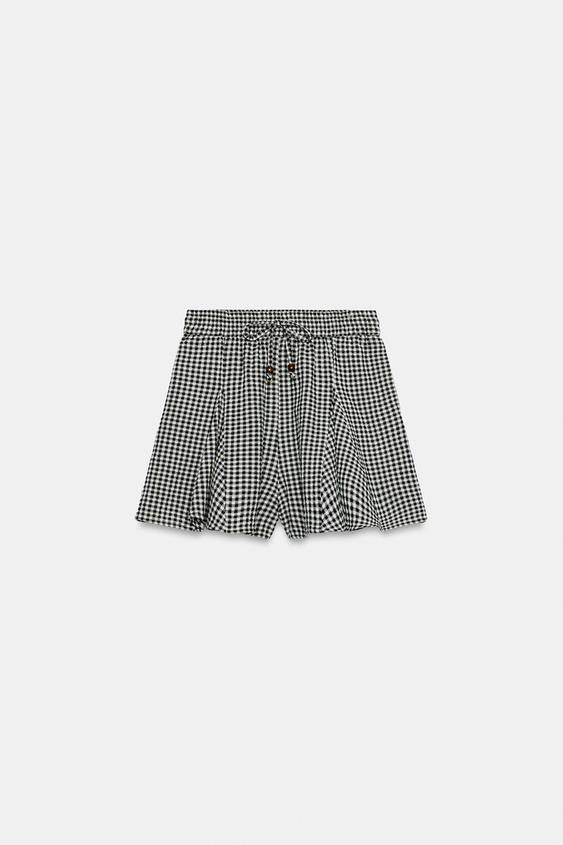 Jupe-culotte à carreaux vichy évasée